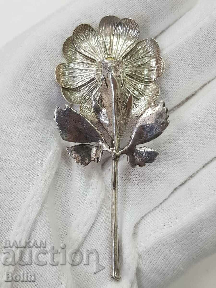 Beautiful silver flower with enamel - 925 - Italy - 6 Beautiful silver flower with enamel - 925 - Italy - 6