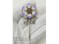 Красиво сребърно цвете с емайл - 925 - Италия