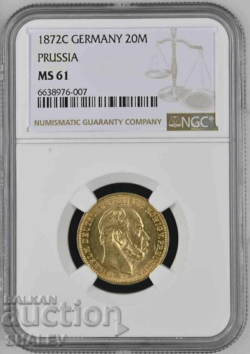 20 Mark 1872 C Prussia/Germany - MS61 NGC (gold) 20 Mark 1872 C Prussia/Germany - MS61 NGC (gold)