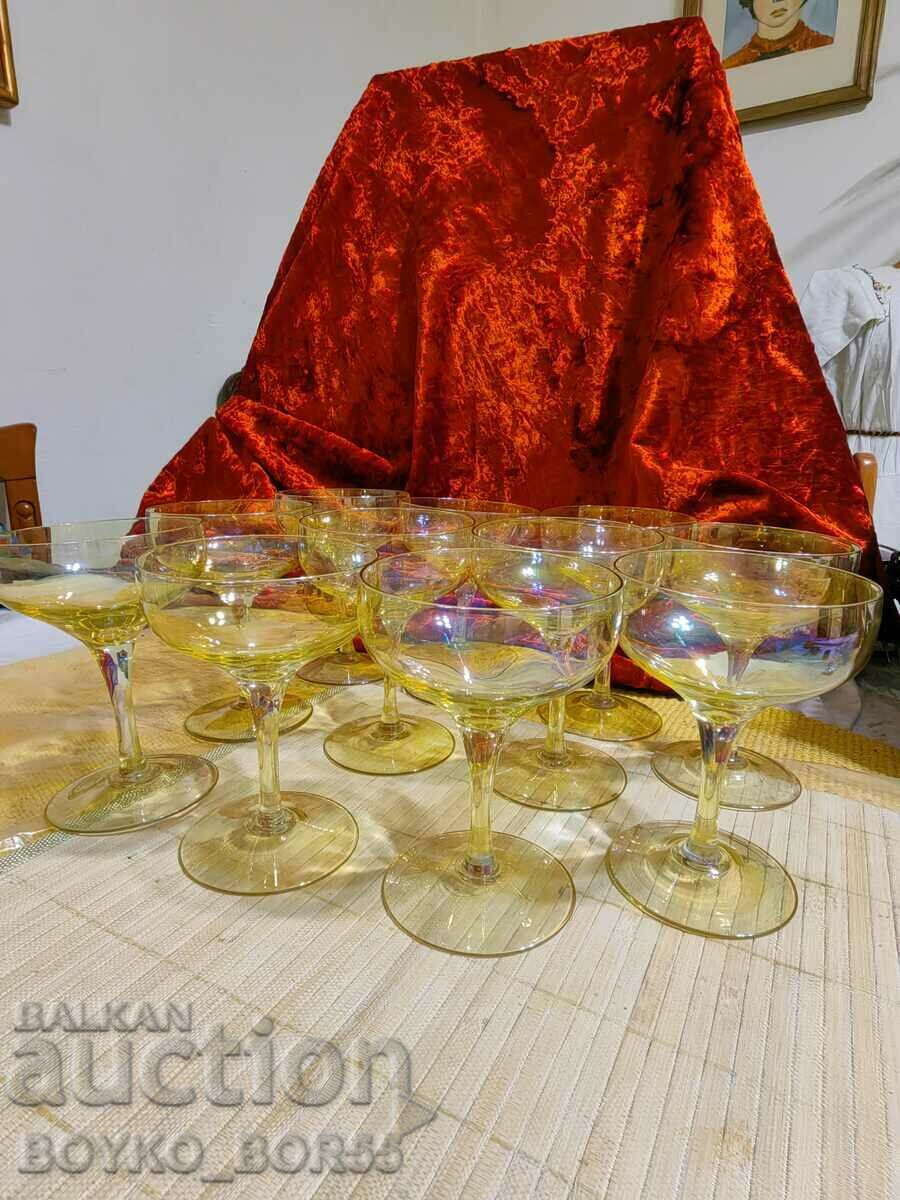 Set of Gorgeous Antique Glass Cups Potassium Glass - 6