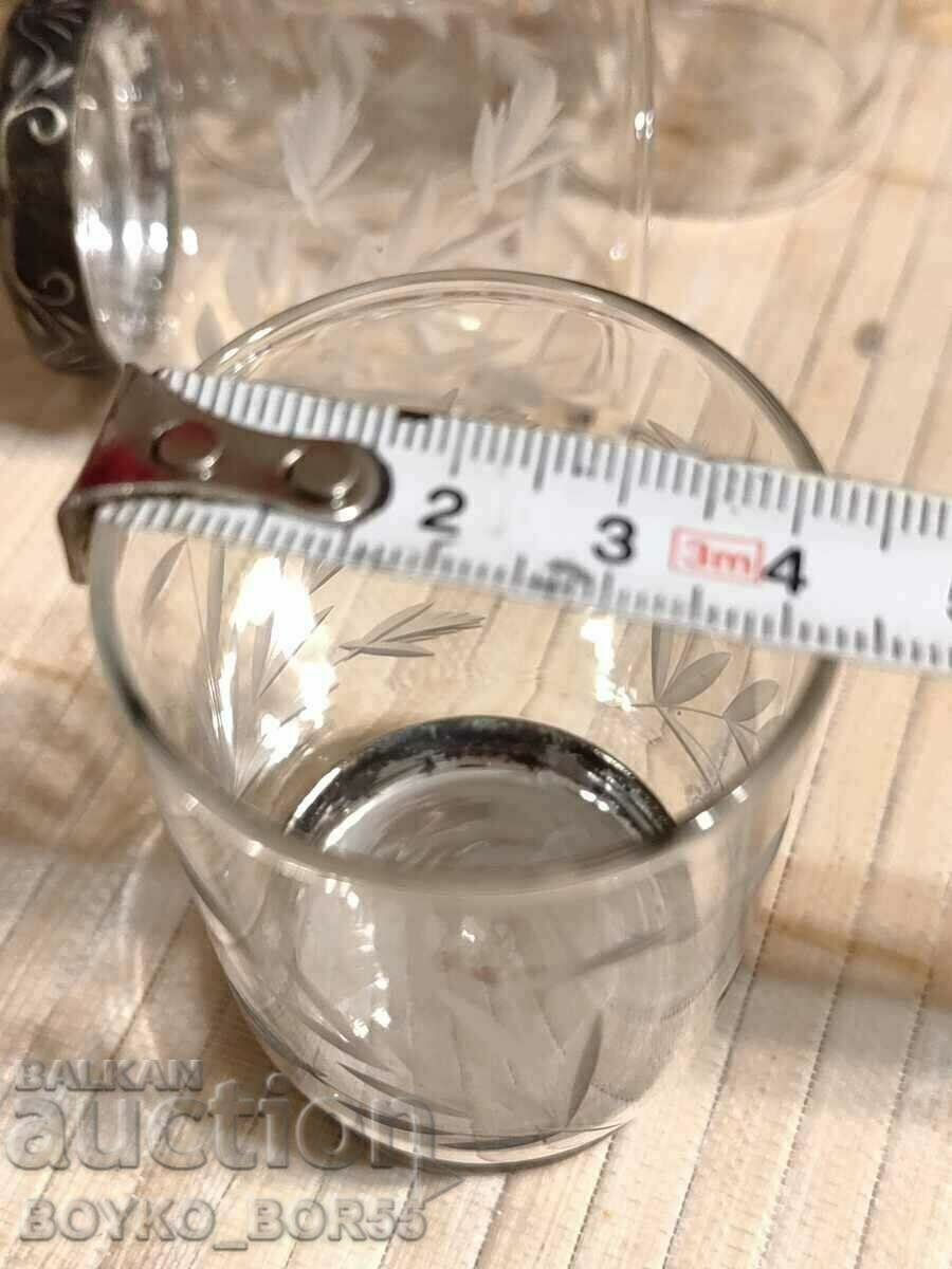 Set of Russian Social USSR Crystal Cups with Melchior - 5 Set of Russian Social USSR Crystal Cups with Melchior - 5