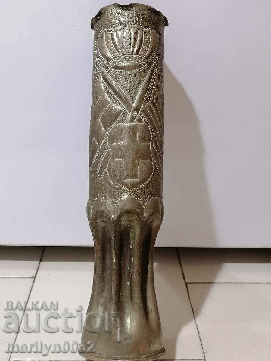 Old projectile casing trench creativity vase, cannon - 7