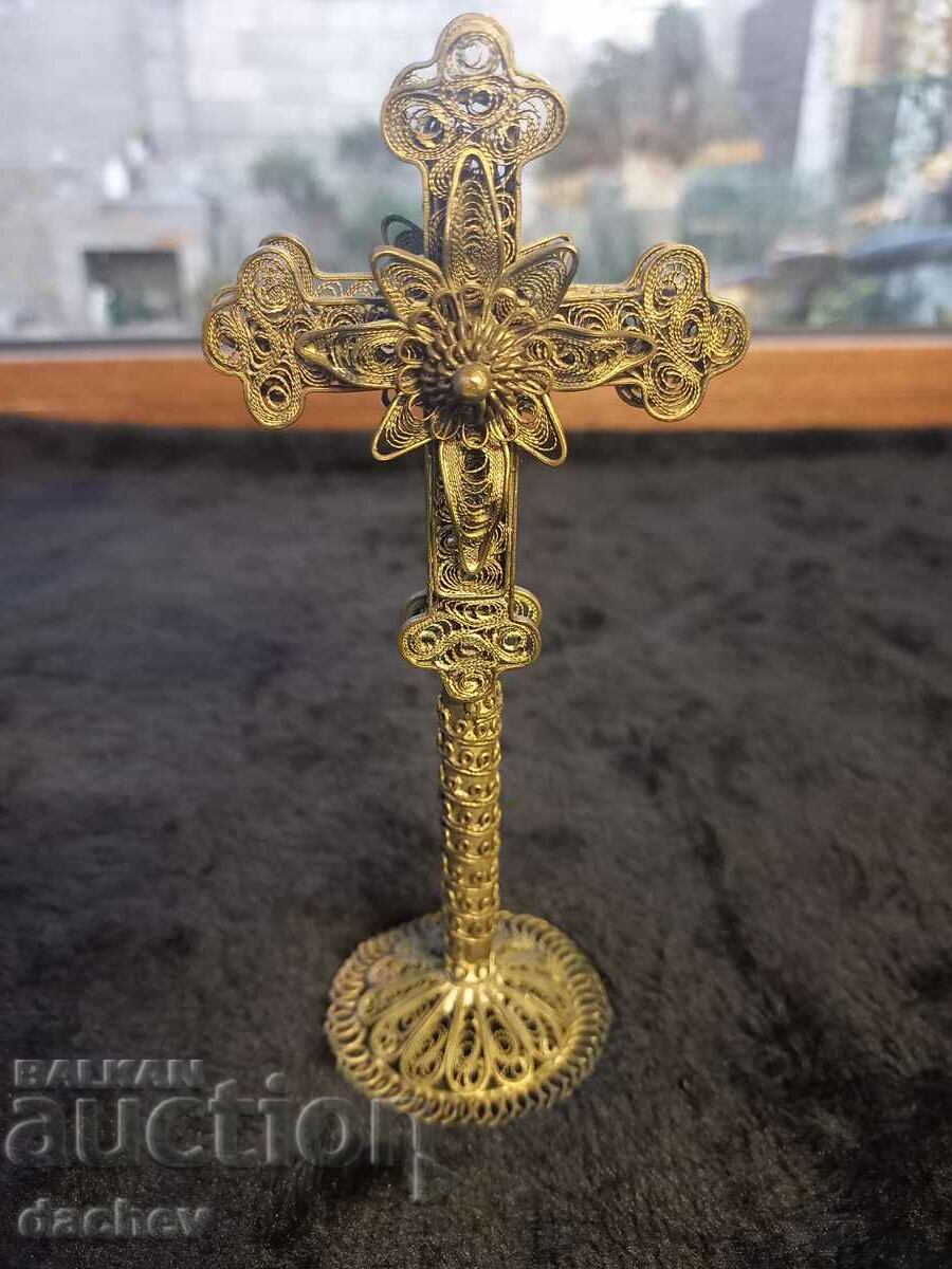 Crucea renascentista de argint papala Filigran de argint secolul al XIX-lea
