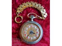Швейцарски джобен часовник с кюстек,система Roskopf