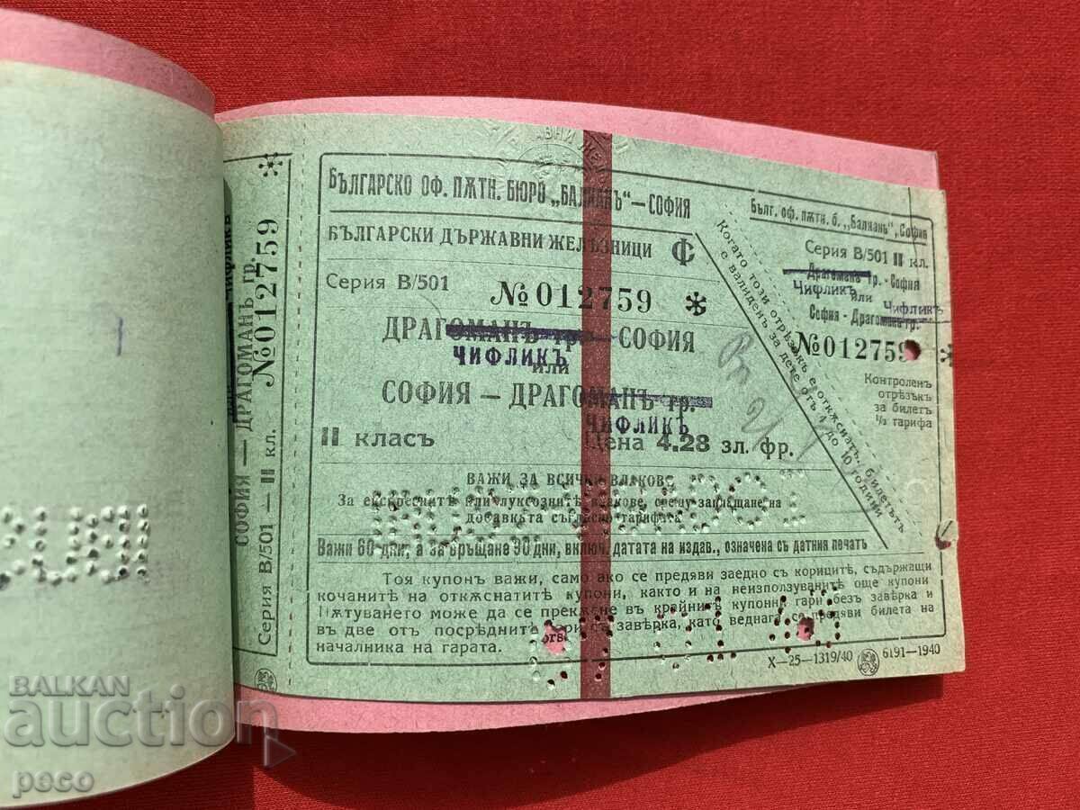 Стар ЖП билет 1943 г. Унгария Хърватия Югославия България - 6 Стар ЖП билет 1943 г. Унгария Хърватия Югославия България - 6