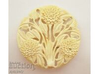 Old floral women's bone brooch handmade