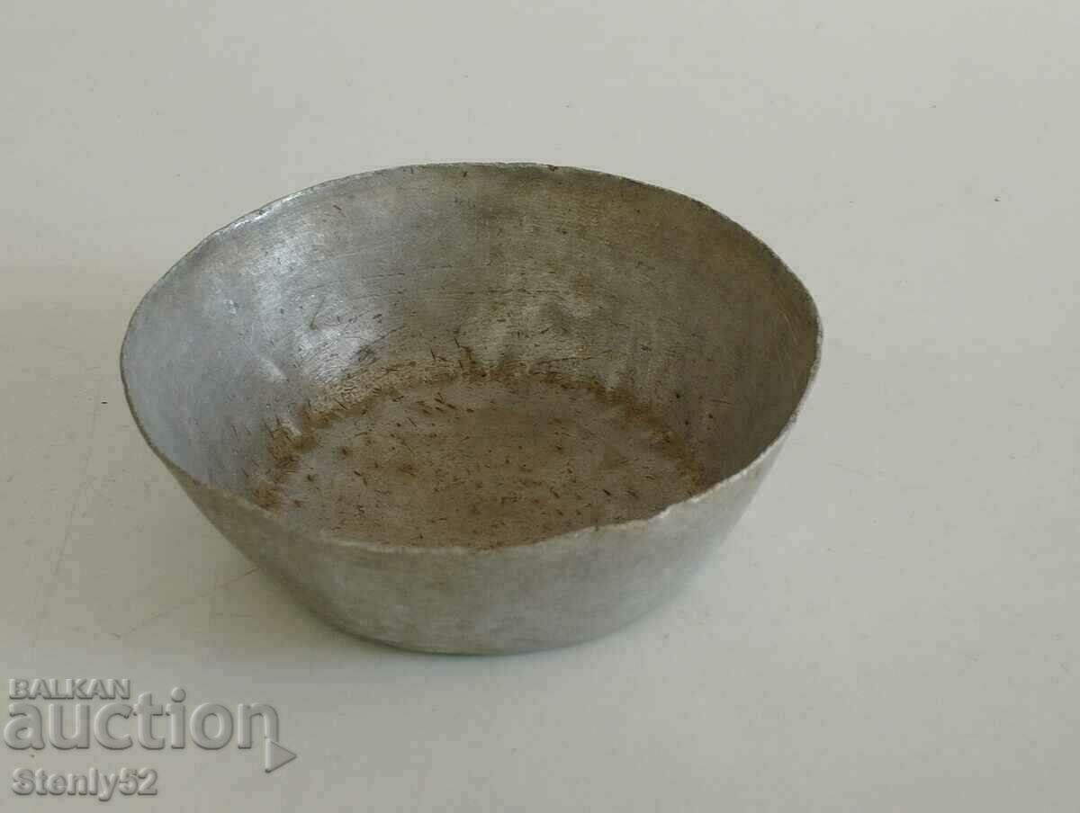 Old Aluminum Soldier's Shaving Mug Old Aluminum Soldier's Shaving Mug