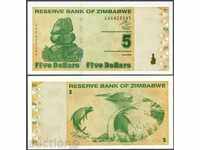 +++ ZIMBABWE 5 dolari 2009 UNC P 93 +++