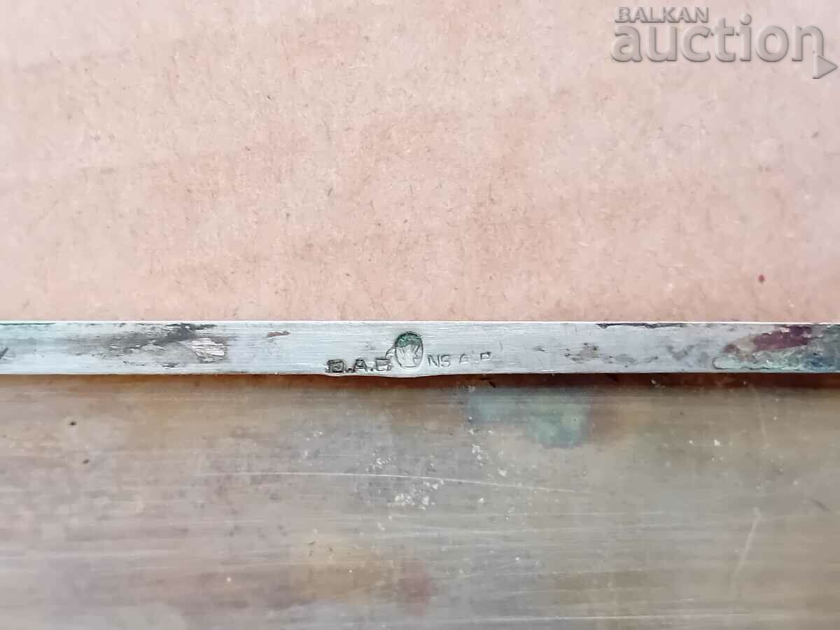 Tabătură placată cu argint antic anii 1940 anii 1950 cu monogramă - 5