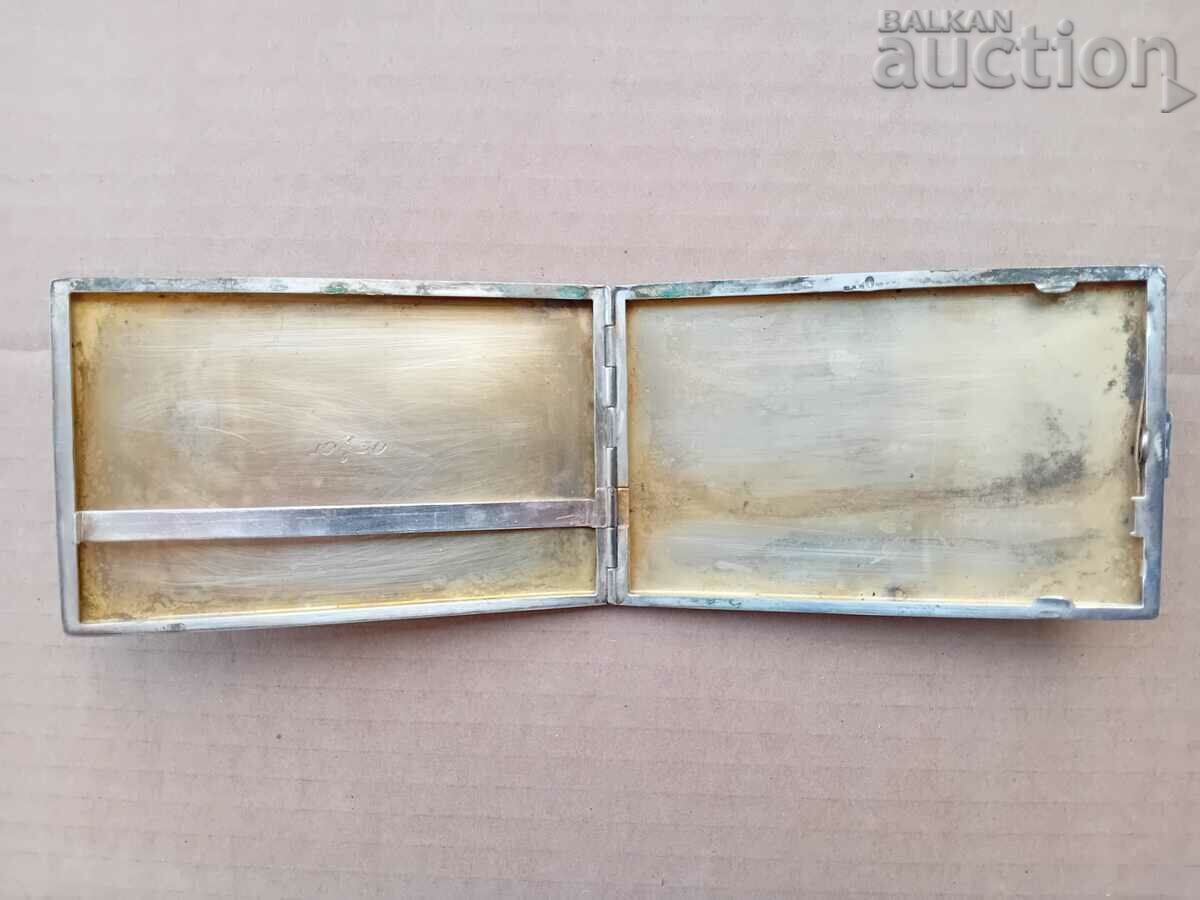 Tabătură placată cu argint antic anii 1940 anii 1950 cu monogramă - 6