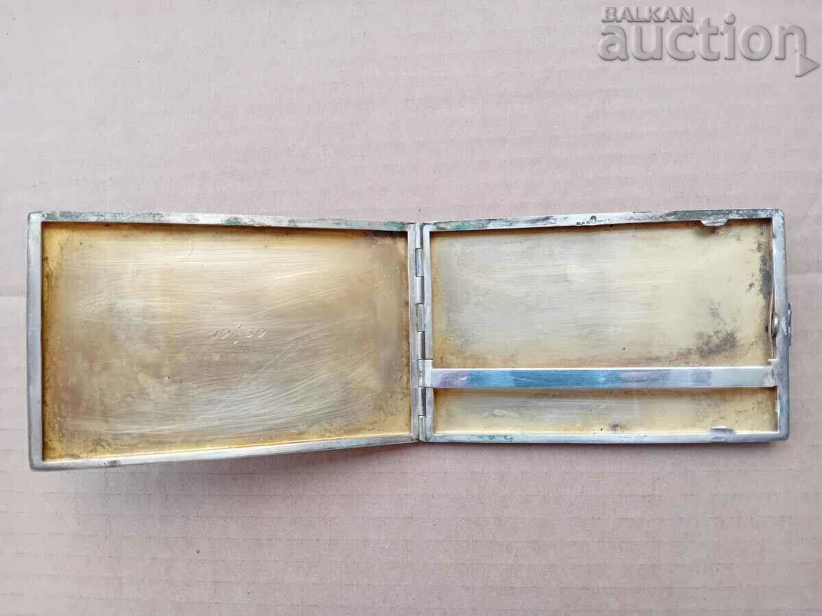 Tabătură placată cu argint antic anii 1940 anii 1950 cu monogramă - 7