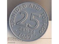 Тринидад и Тобаго 25 цента 1967 година