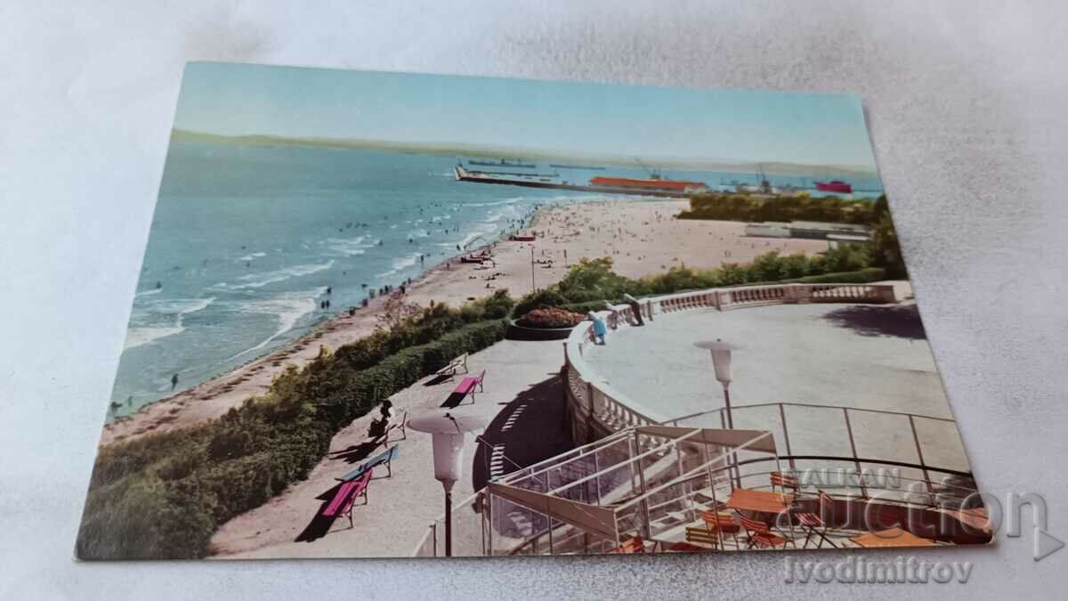 Postcard Burgas General view of the beach 1962