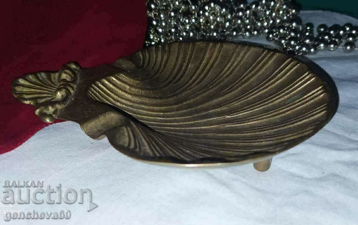 Vintage brass seashell ashtray