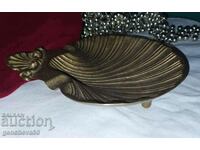 Vintage brass seashell ashtray