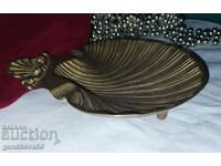 Vintage brass seashell ashtray