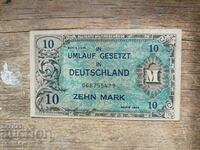 Германия 10 марки 1944, 9 цифри в номера, със J