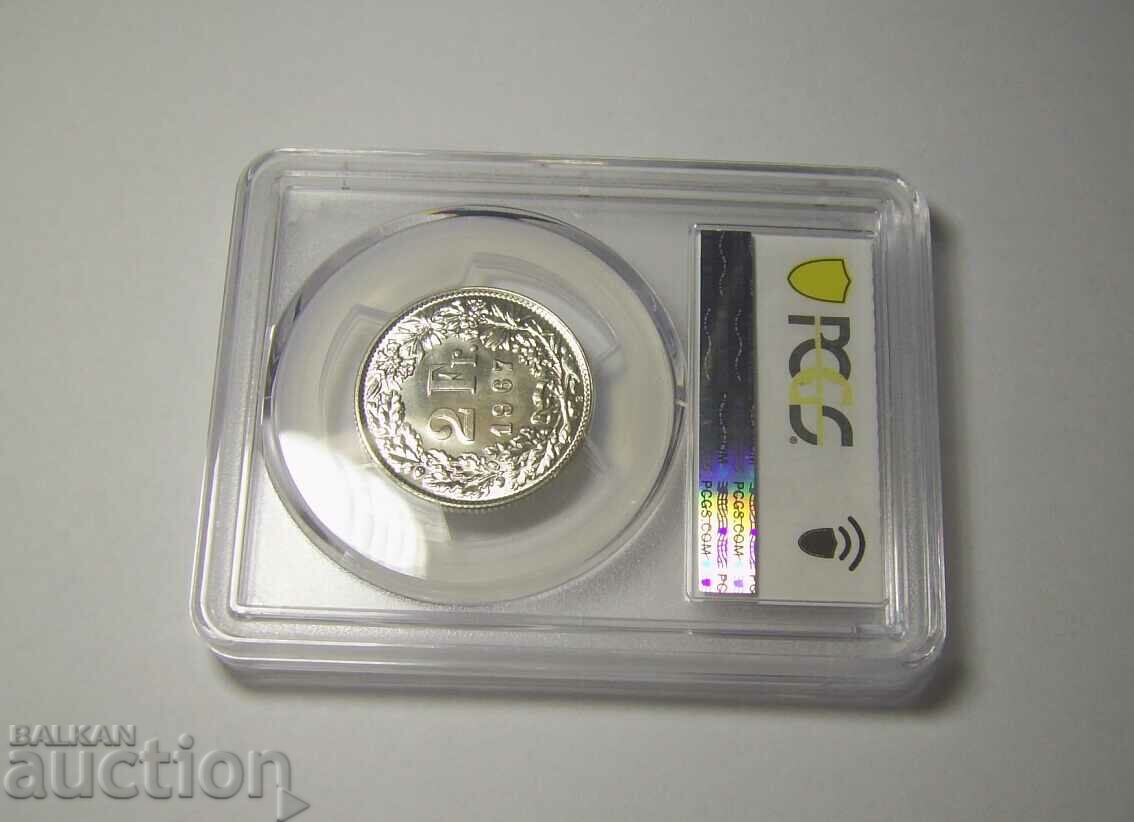 2 francs 1967 MS66 PCGS Switzerland with price 180.00 BGN | € 92.03 2 francs 1967 MS66 PCGS Switzerland with price 180.00 BGN | € 92.03