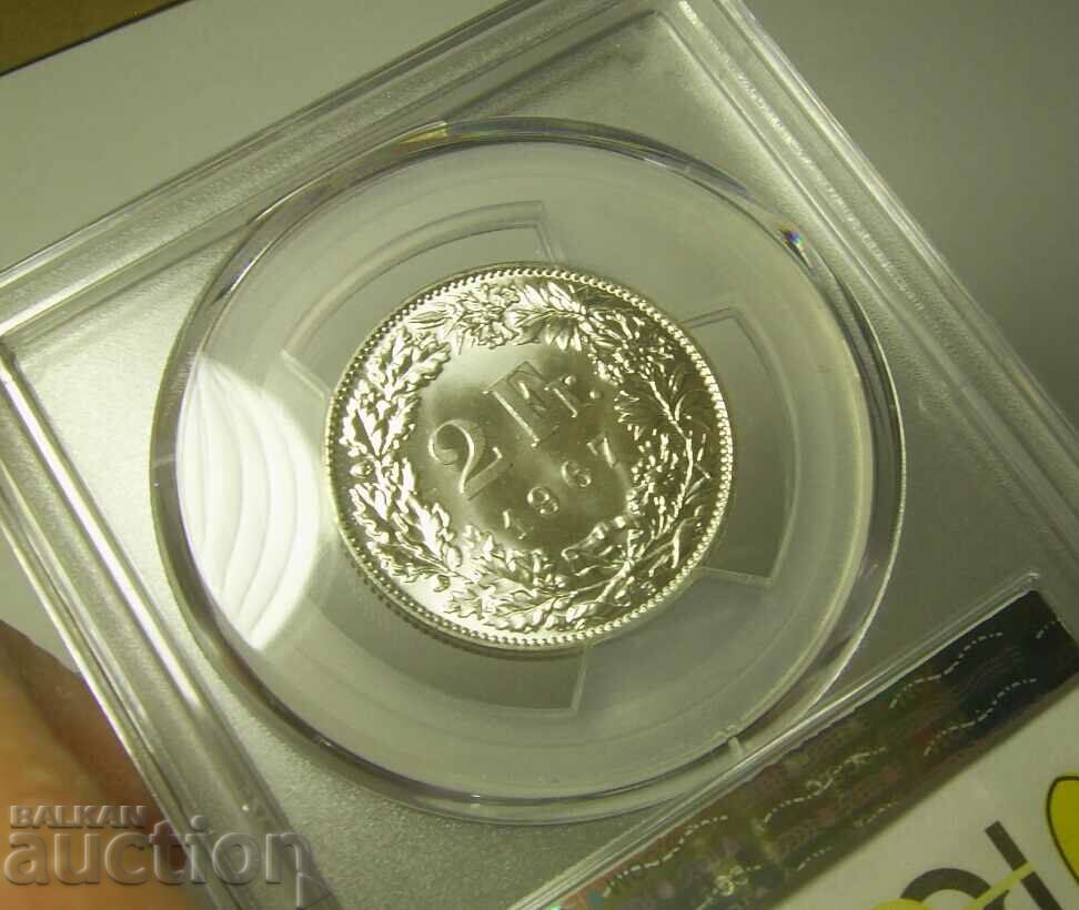 Auction 2 francs 1967 MS67 PCGS Switzerland Auction 2 francs 1967 MS67 PCGS Switzerland