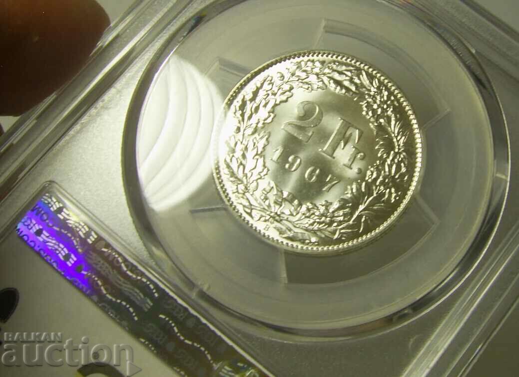 Delivery of 2 francs 1967 MS67 PCGS Switzerland Delivery of 2 francs 1967 MS67 PCGS Switzerland