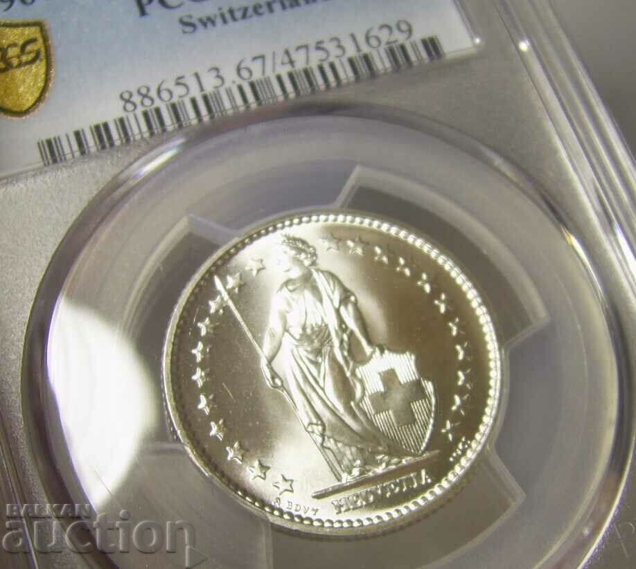 2 francs 1967 MS67 PCGS Switzerland - 5 2 francs 1967 MS67 PCGS Switzerland - 5