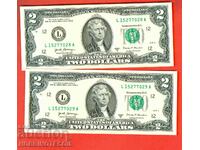USA USA 2 x 2 $ - L PAIR - τεύχος 2017 NEW UNC