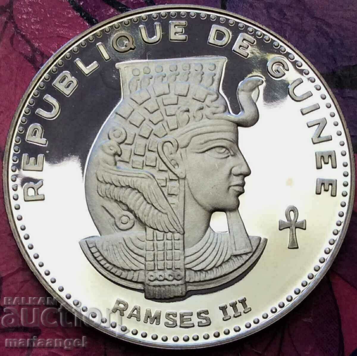 Гвинея 1970 500 франка 28,46г 42мм РАМЗЕС III UNC PROOF Ag