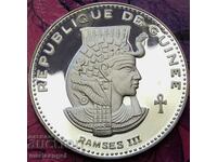 Гвинея 1970 500 франка 28,46г 42мм РАМЗЕС III UNC PROOF Ag