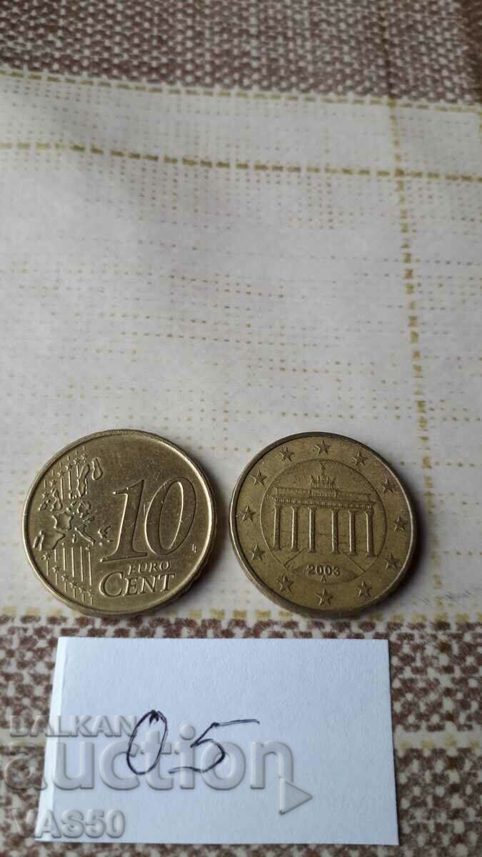 ΓΕΡΜΑΝΙΑ-10 λεπτά του ευρώ 2003Α