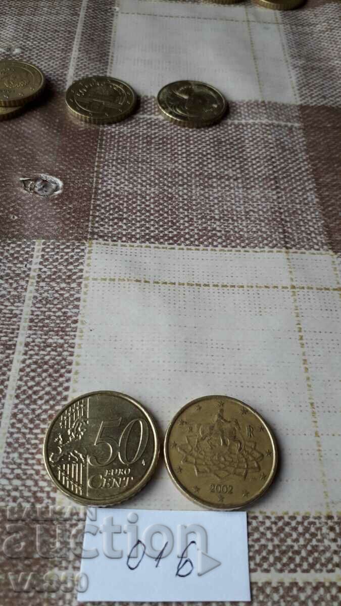 ITALIA 50 de cenți de euro 2002.