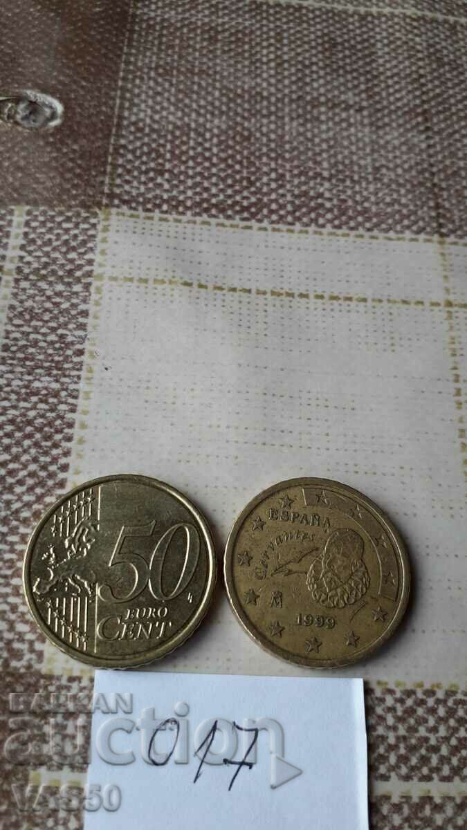 SPANIA 50 de cenți de euro 2001.