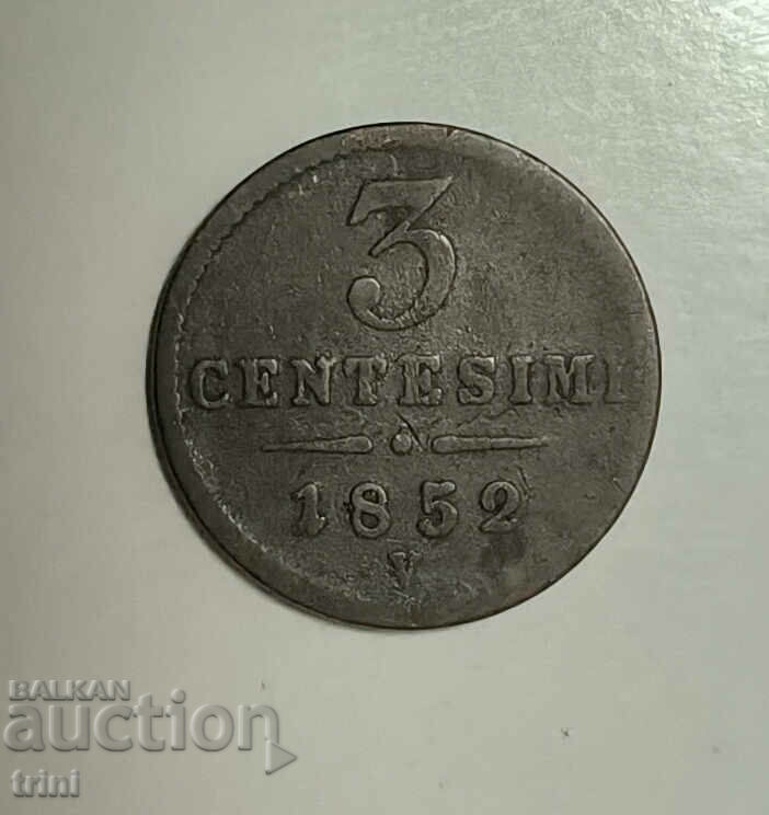 Lombardia Veneția 3 monede 1852 ani litera V e26