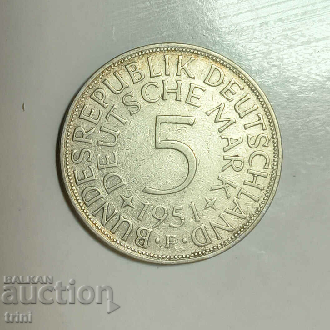 Germany 5 stamps 1951 year "F" - Stuttgart e241 Germany 5 stamps 1951 year "F" - Stuttgart e241