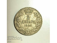 Regatul Serbiei 2 dinari 1925 anul e31