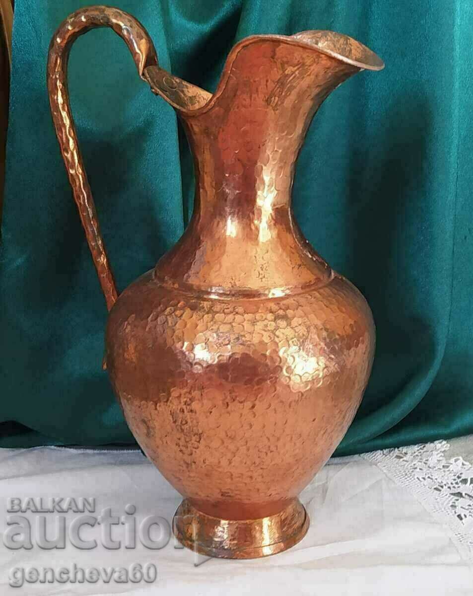 Old Albanian hand-forged copper jug with price 120.00 BGN | € 61.36 Old Albanian hand-forged copper jug with price 120.00 BGN | € 61.36