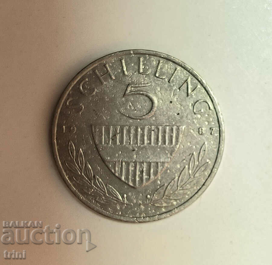 Austria 5 shillings 1987 year e112