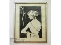 "Beautiful Lady" old picture drawing signed and dated
