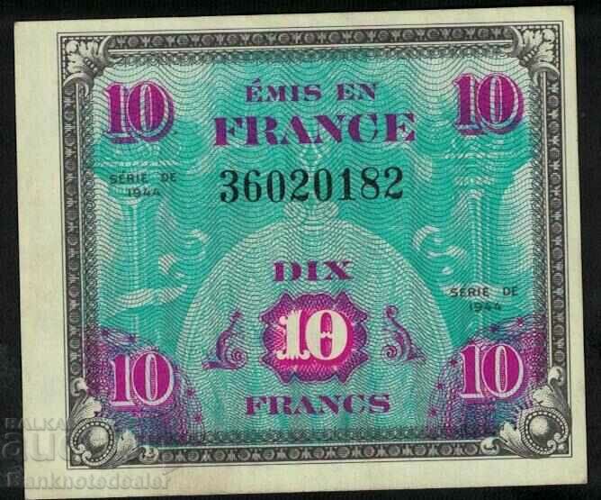France Allied Military 10 Francs 1944 Pick 116 Ref 0182