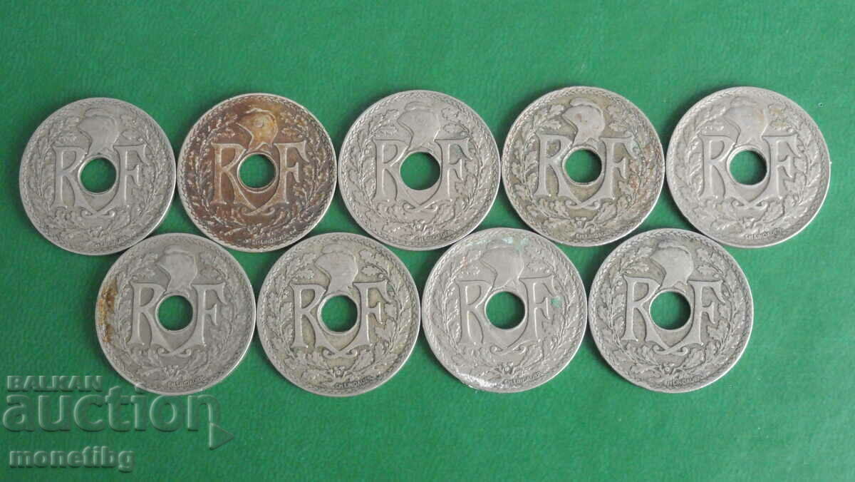 Franța 1924-1939 - 25 de centimi (9 bucăți) cu preț 14.00 BGN | € 7.16 Franța 1924-1939 - 25 de centimi (9 bucăți) cu preț 14.00 BGN | € 7.16
