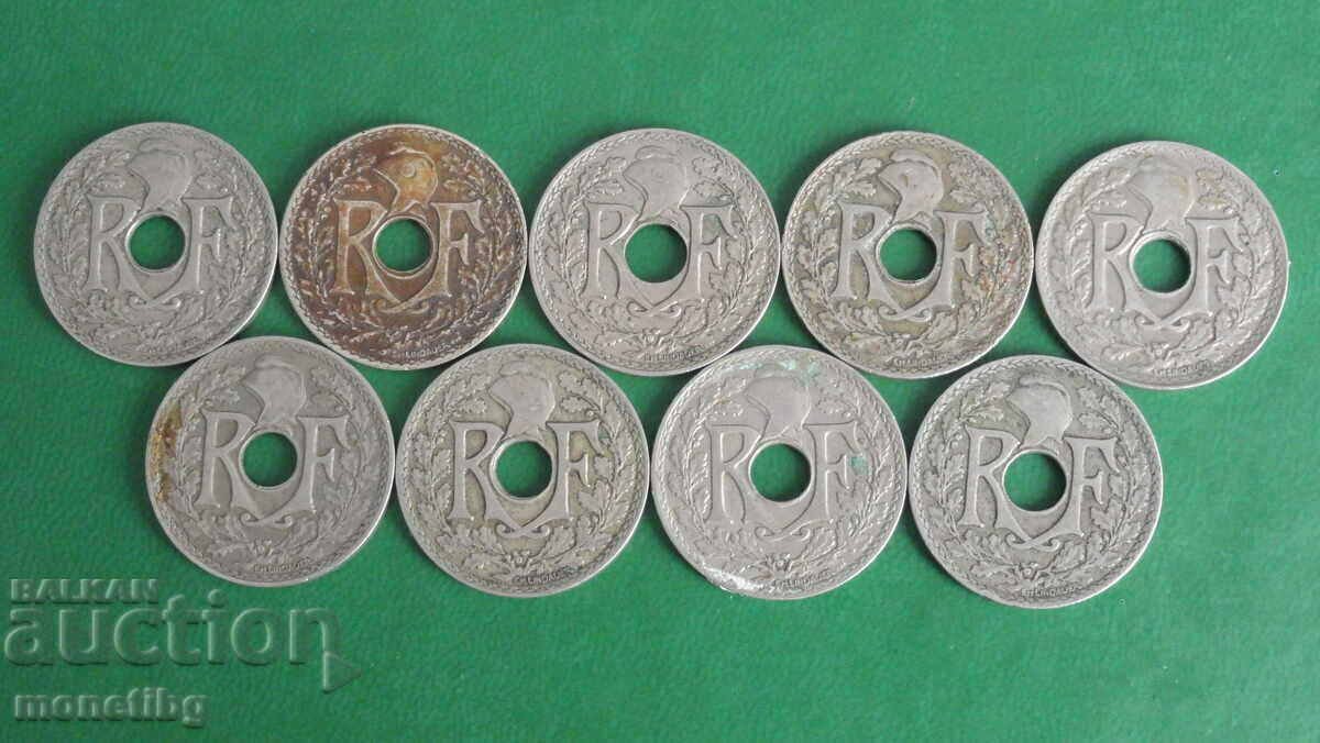 Franța 1924-1939 - 25 de centimi (9 bucăți) - 6 Franța 1924-1939 - 25 de centimi (9 bucăți) - 6