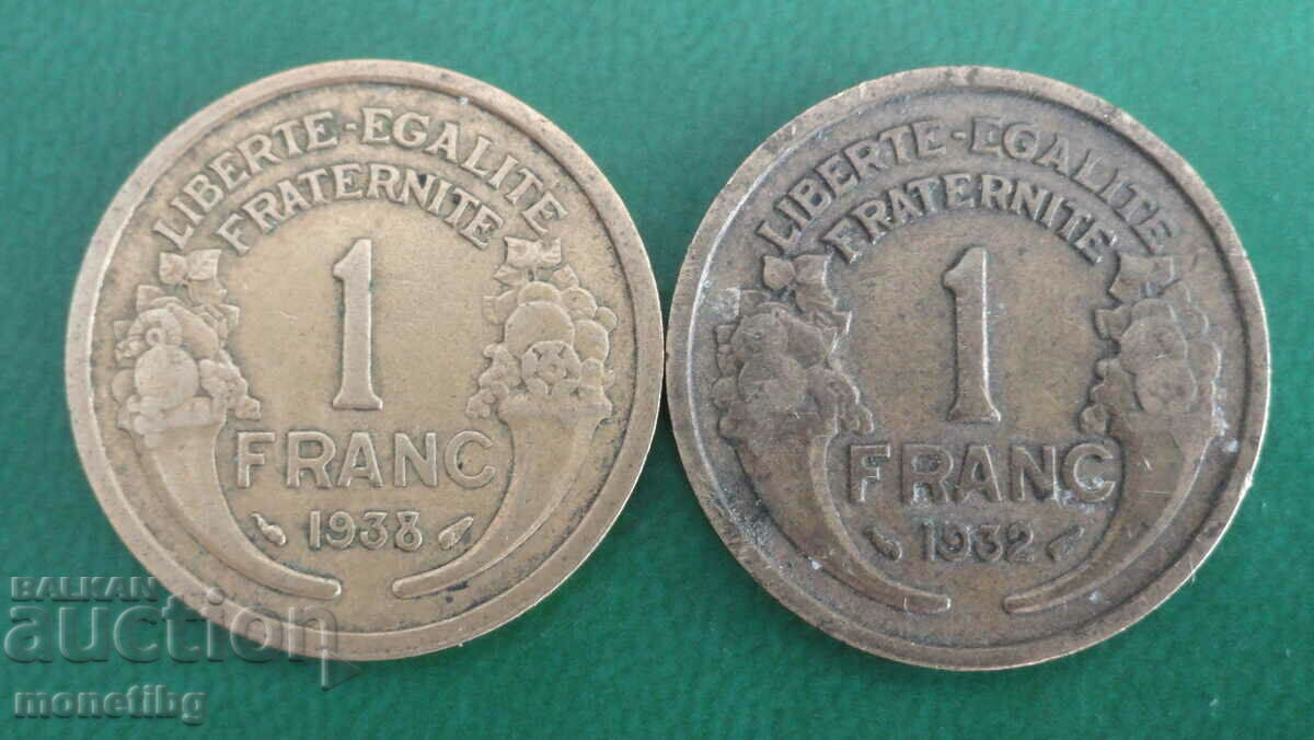 France 1932-1938 - 1 franc (2 pieces) - 6 France 1932-1938 - 1 franc (2 pieces) - 6