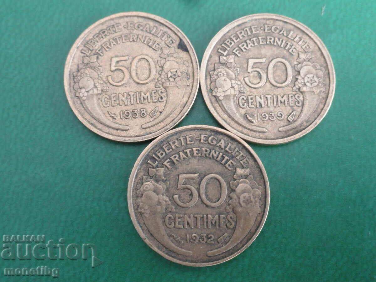 Delivery of France 1932-1939 - 50 centimes (3 pieces) Delivery of France 1932-1939 - 50 centimes (3 pieces)