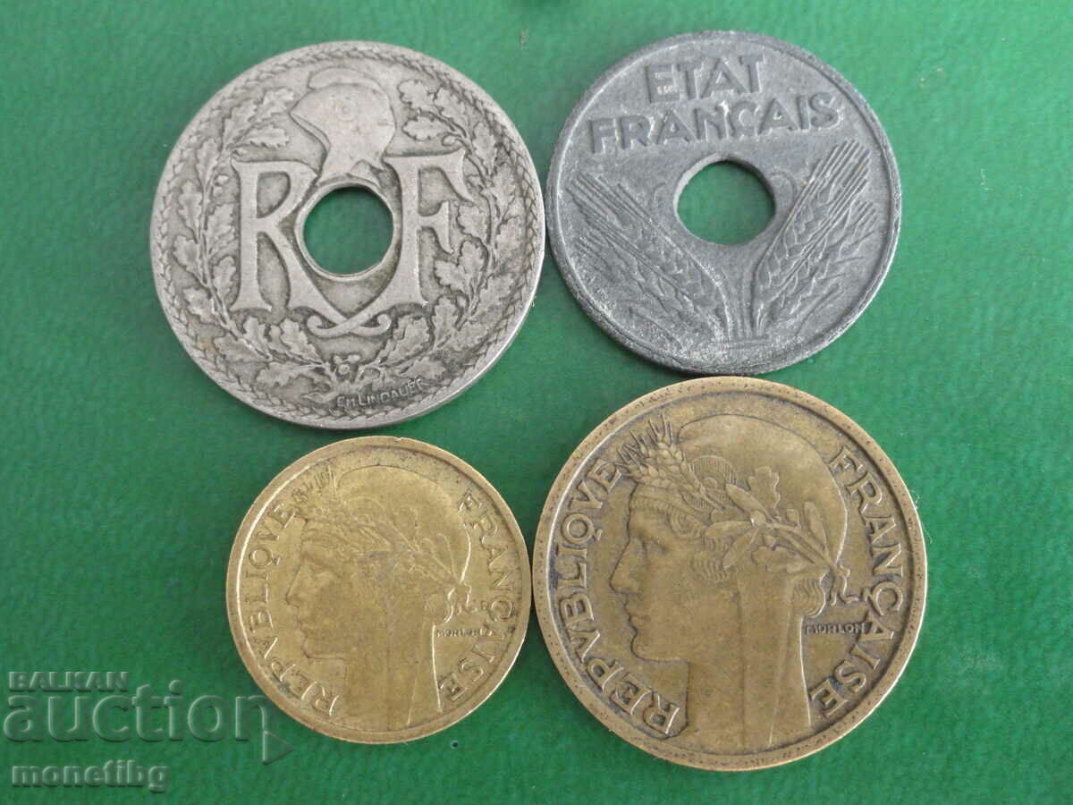 France 1932-1942 - Coins (4 pieces) with price 6.30 BGN | € 3.22 France 1932-1942 - Coins (4 pieces) with price 6.30 BGN | € 3.22