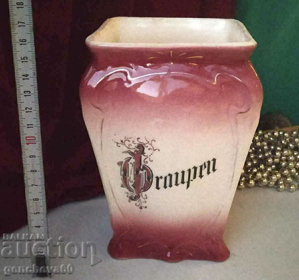 Retro planter made of white glazed ceramic Retro planter made of white glazed ceramic