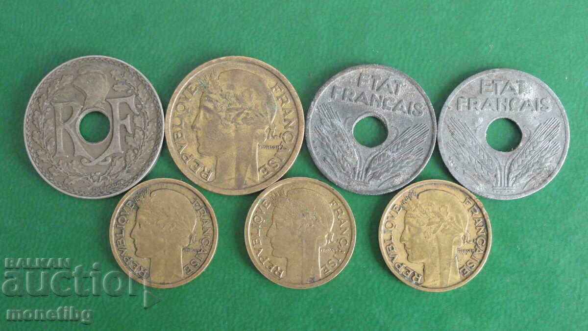 France 1932-1942 - Coins (7 pieces) with price 9.40 BGN | € 4.81 France 1932-1942 - Coins (7 pieces) with price 9.40 BGN | € 4.81