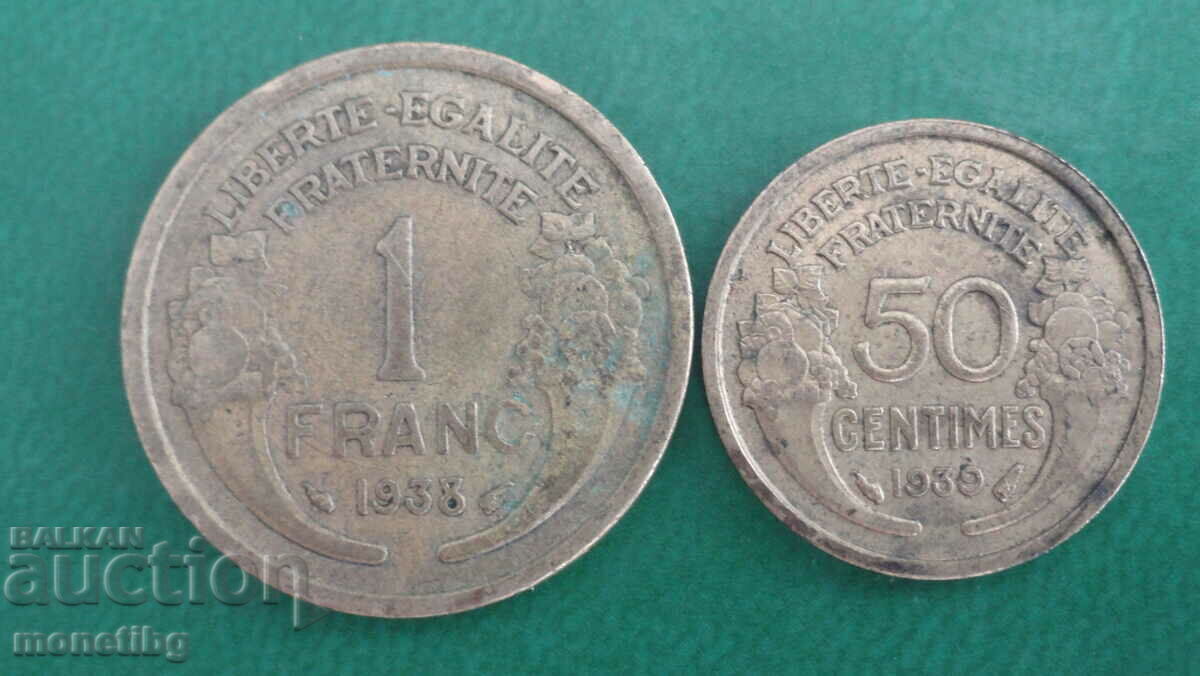 France 1938-1939 - Coins (2 pieces) - 6 France 1938-1939 - Coins (2 pieces) - 6