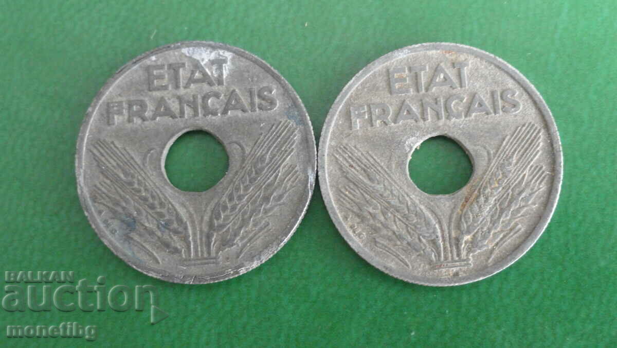 Delivery of France 1941-1942 - 10 centimes (2 pieces) Delivery of France 1941-1942 - 10 centimes (2 pieces)