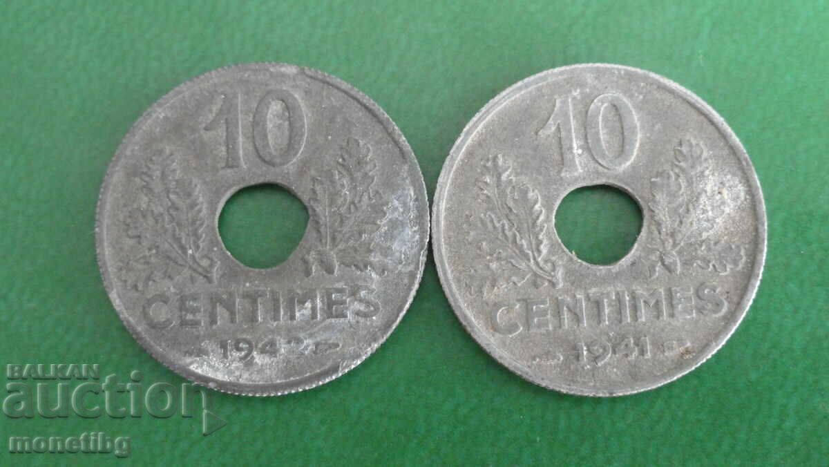 France 1941-1942 - 10 centimes (2 pieces) - 5 France 1941-1942 - 10 centimes (2 pieces) - 5