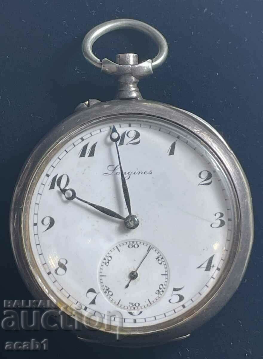 Джобен сребърен Часовник “LONGINES”