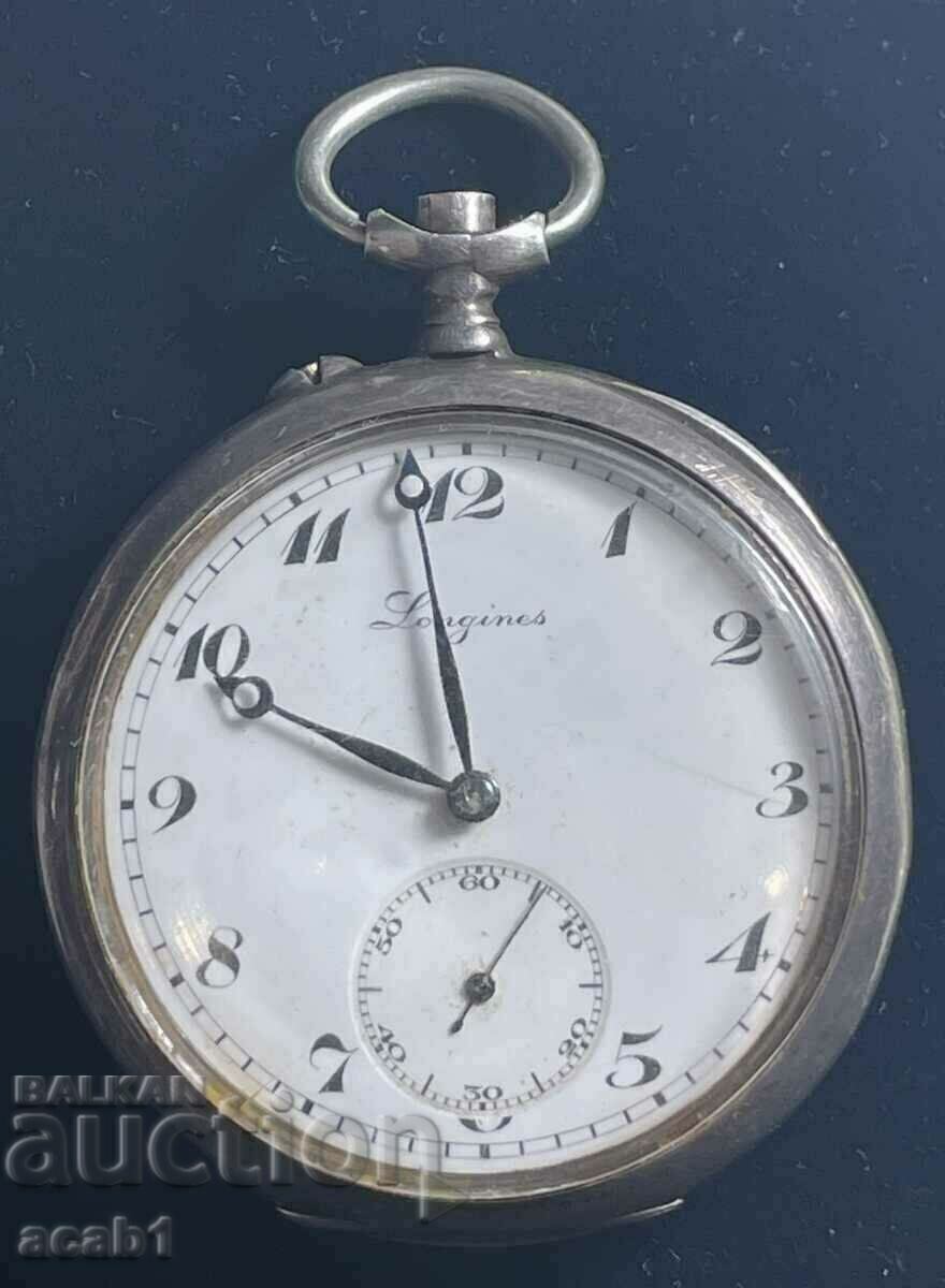 Silver pocket watch "LONGINES"